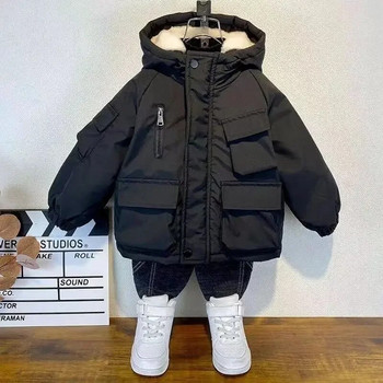 Χειμερινό πουπουλένιο βαμβακερό παλτό 3-8Y με κουκούλα καινούργιο για αγόρια Μαύρα Παιδικά Εξωτερικά Ενδύματα Εφηβικά Παιδικά Παιδικά μπουφάν με επένδυση Parka