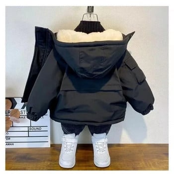 Χειμερινό πουπουλένιο βαμβακερό παλτό 3-8Y με κουκούλα καινούργιο για αγόρια Μαύρα Παιδικά Εξωτερικά Ενδύματα Εφηβικά Παιδικά Παιδικά μπουφάν με επένδυση Parka