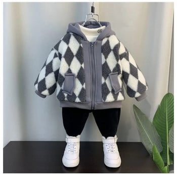 Есенно и зимно детско палто, ново модерно бебешко поларено суичър с памучна щипка, удебелено памучно яке