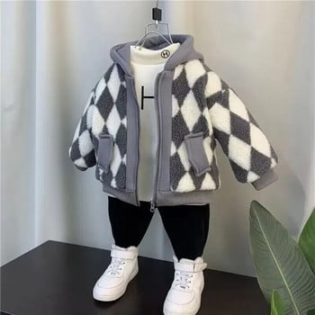 Есенно и зимно детско палто, ново модерно бебешко поларено суичър с памучна щипка, удебелено памучно яке