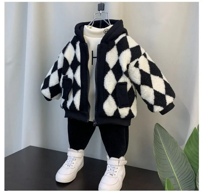 Φθινοπωρινό και χειμερινό Παιδικό παλτό Νέο μοντέρνο Boy Baby Polar Fleece Hoodie με βαμβακερό κλιπ Παχύ βαμβακερό μπουφάν