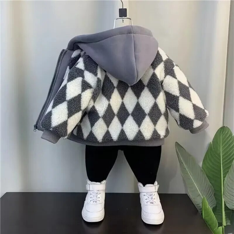 Φθινοπωρινό και χειμερινό Παιδικό παλτό Νέο μοντέρνο Boy Baby Polar Fleece Hoodie με βαμβακερό κλιπ Παχύ βαμβακερό μπουφάν