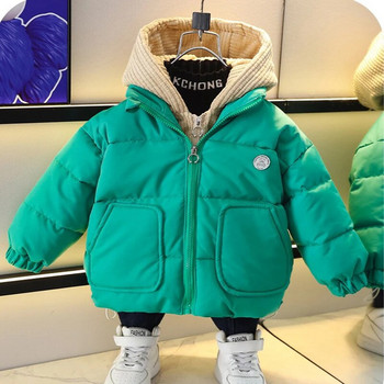 Παιδικά αγόρια μπουφάν με κουκούλα Cartoon Bear Zipper Εξωτερικά Βαμβακερά ρούχα Χειμωνιάτικα χοντρά ζεστά Snowsuit Parka Νέα Παλτό 2-10 ετών