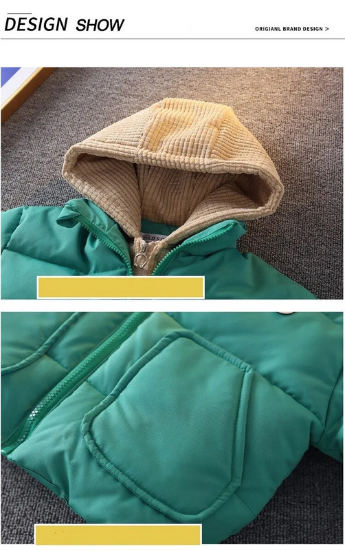 Lapsed Poisid Kapuutsiga jakid Multifilmid Karu Tõmblukk Ülerõivad Puuvillased riided Talvine Paks Soe Parka Lumekostüüm Uued mantlid 2-10 aastased