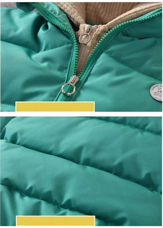 Lapsed Poisid Kapuutsiga jakid Multifilmid Karu Tõmblukk Ülerõivad Puuvillased riided Talvine Paks Soe Parka Lumekostüüm Uued mantlid 2-10 aastased