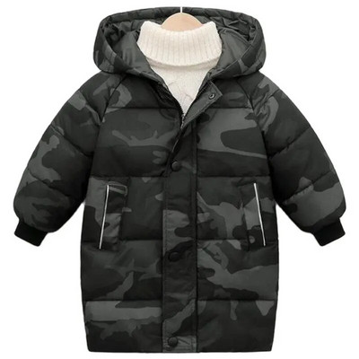 Talvised lapsed, pika kapuutsiga ülerõivad, teismelised poisid, tüdrukud, puuvillase polsterdatud parkmantel, suured lapsed, paksud, soojad puuvillased jakid