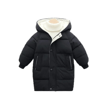 Talvised lapsed, pika kapuutsiga ülerõivad, teismelised poisid, tüdrukud, puuvillase polsterdatud parkmantel, suured lapsed, paksud, soojad puuvillased jakid