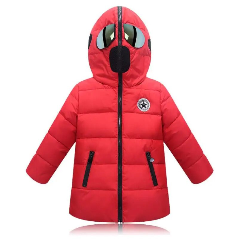 2023. aasta laste talvine udujope, prillidega kapuutsiga poiste soe jakk Tüdrukute Korea versioon, paksendatud puuvillane mantel 3–12 aastat