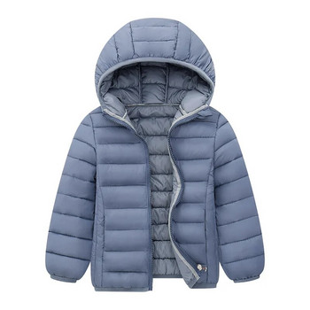 Παιδικό αγόρι ελαφρύ πουπουλένιο μπουφάν φθινοπωρινό χειμωνιάτικο παλτό Παιδικό κορίτσι με ζεστή κουκούλα πανωφόρι για εφήβους Φοιτητικά βαμβακερά ρούχα 6-14 ετών