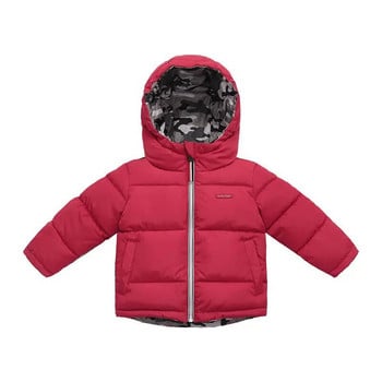 Зимно дебело топло пухено палто за момчета Якета могат да се носят от двете страни Връхни дрехи с качулка за малки деца Дрехи за бебета