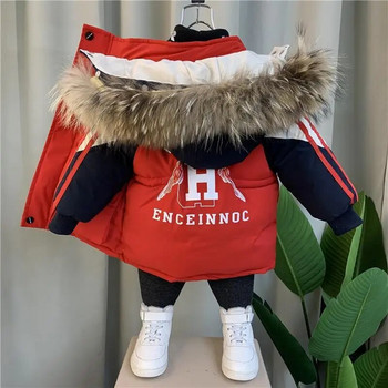 Χειμερινά αγόρια με ζεστή φλις επένδυση κορδόνι αποσπώμενη γούνα με κουκούλα για χιόνι Παιδικό Therme Parka Παιδική στολή Top Coats 1-11 ετών