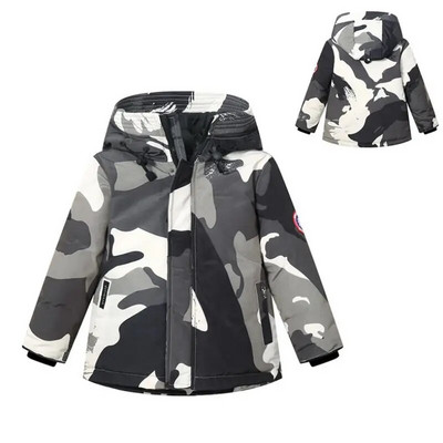 2021 m. Naujas vaikiškas žieminis paltas berniukams ir mergaitėms striukė su gobtuvu kamufliažiniai vaikiški rūbai vandeniui atsparūs vaikų storinantys sniegą drabužiai3-12m.