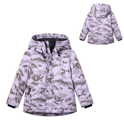 2021 m. Naujas vaikiškas žieminis paltas berniukams ir mergaitėms striukė su gobtuvu kamufliažiniai vaikiški rūbai vandeniui atsparūs vaikų storinantys sniegą drabužiai3-12m.