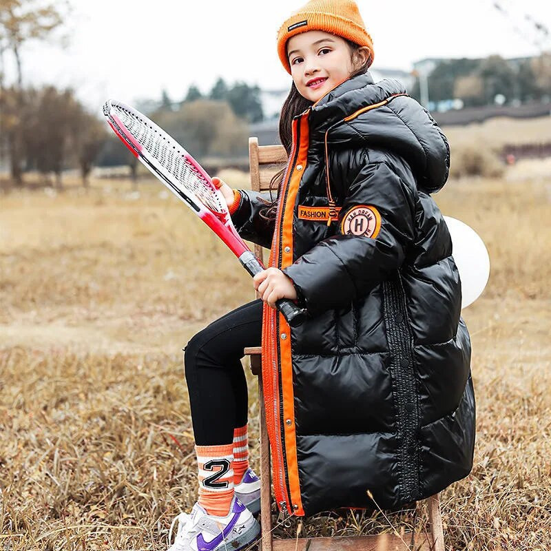 Iarnă Copii Paltoane lungi și calde de puf Fete Băieți Jachete groase Plus din catifea Adolescenți cu glugă Parka rezistentă la îngheț Îmbrăcăminte exterioară