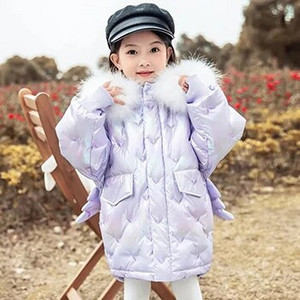 2023 m. žieminė pūkinė striukė mergaičių paltai Madingi vienaragis, blizgūs, vandeniui atsparūs vaikiški viršutiniai drabužiai 3–10 metų paaugliams, Parka Snowsuit