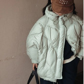 Κοριτσίστικη χειμερινή λευκή πάπια πουπουλένια παιδική μονόχρωμη ζεστασιά και χοντρή ζακέτα με φερμουάρ μοντέρνα χειμωνιάτικη παιδική Parker