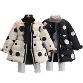 2023. aasta talvine soe mood 3 4 5 6 8 10 11 12-aastased lapsed, paksud pikad ülerõivad, täpiline vatiga mantel lastele, tüdrukutele