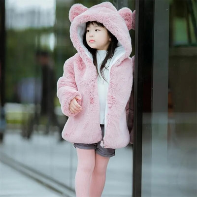 2019. aasta talv, uus beebitüdrukute kunstkarusnahast fliisist jakid lastele, tüdrukutele, paks mantel, armas kõrvaklapp, soojad riided, korralikud lasteriided V39