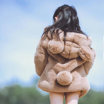 2019. aasta talv, uus beebitüdrukute kunstkarusnahast fliisist jakid lastele, tüdrukutele, paks mantel, armas kõrvaklapp, soojad riided, korralikud lasteriided V39