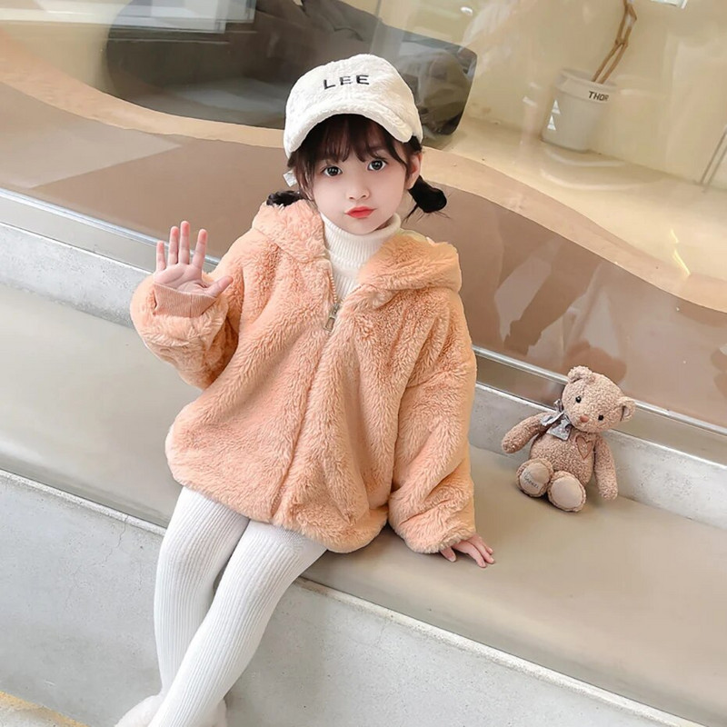 Tüdrukute karusnahast mantel Pealisriided Paks soe Tüdrukute mantel Talvine Sügis Laste Jope Vabaaja Stiil Laste Riided Tüdruk