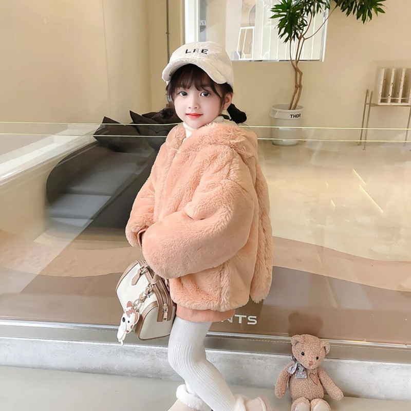 Tüdrukute karusnahast mantel Pealisriided Paks soe Tüdrukute mantel Talvine Sügis Laste Jope Vabaaja Stiil Laste Riided Tüdruk