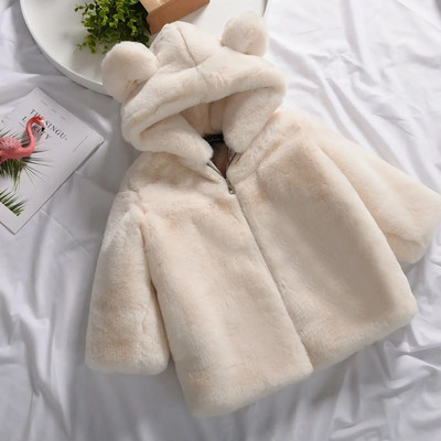 2023. aasta talvine beebitüdrukute karusnahast kapuutsiga mantel Korea versioon, paksud kampsunid, laste alussärk, ühevärviline ülerõivaste jakk S120