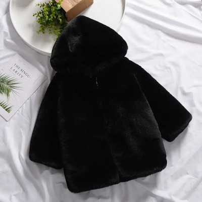 2023. aasta talvine beebitüdrukute karusnahast kapuutsiga mantel Korea versioon, paksud kampsunid, laste alussärk, ühevärviline ülerõivaste jakk S120