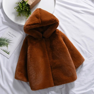 2023. aasta talvine beebitüdrukute karusnahast kapuutsiga mantel Korea versioon, paksud kampsunid, laste alussärk, ühevärviline ülerõivaste jakk S120