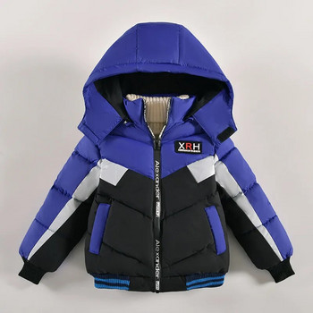 2023 Νέα παιδικά βαμβακερά ενδύματα για αγόρια Παχύ πάνελ παλτό με ψηλό γιακά με κουκούλα μόδας Ευέλικτα εξωτερικά ενδύματα βαμβακερά ρούχα