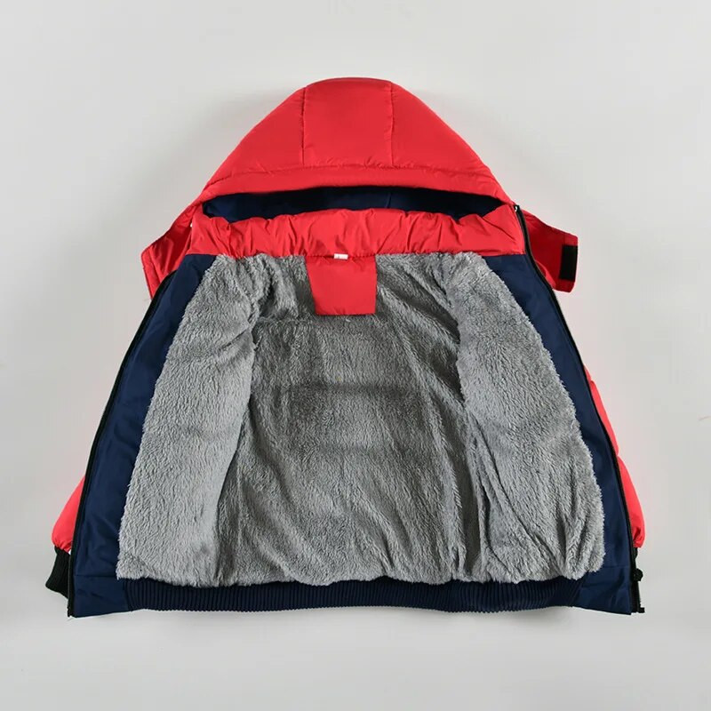 2023 Νέα παιδικά βαμβακερά ενδύματα για αγόρια Παχύ πάνελ παλτό με ψηλό γιακά με κουκούλα μόδας Ευέλικτα εξωτερικά ενδύματα βαμβακερά ρούχα