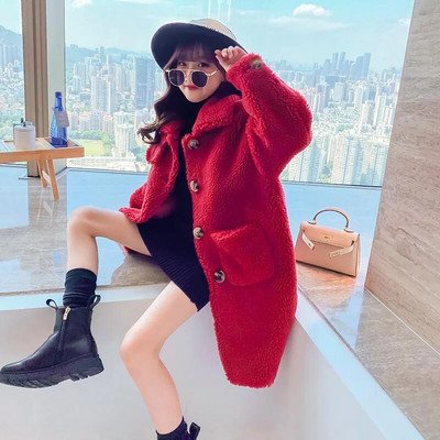 Tüdrukute kasukas Paks soe tüdrukute mantel Puuvillane polsterdatud jope Tüdrukutele Talv Sügis Lasteriided 6 8 10 12 14