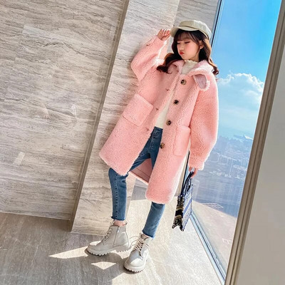 Tüdrukute kasukas Paks soe tüdrukute mantel Puuvillane polsterdatud jope Tüdrukutele Talv Sügis Lasteriided 6 8 10 12 14