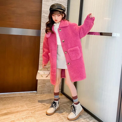 Tüdrukute kasukas Paks soe tüdrukute mantel Puuvillane polsterdatud jope Tüdrukutele Talv Sügis Lasteriided 6 8 10 12 14