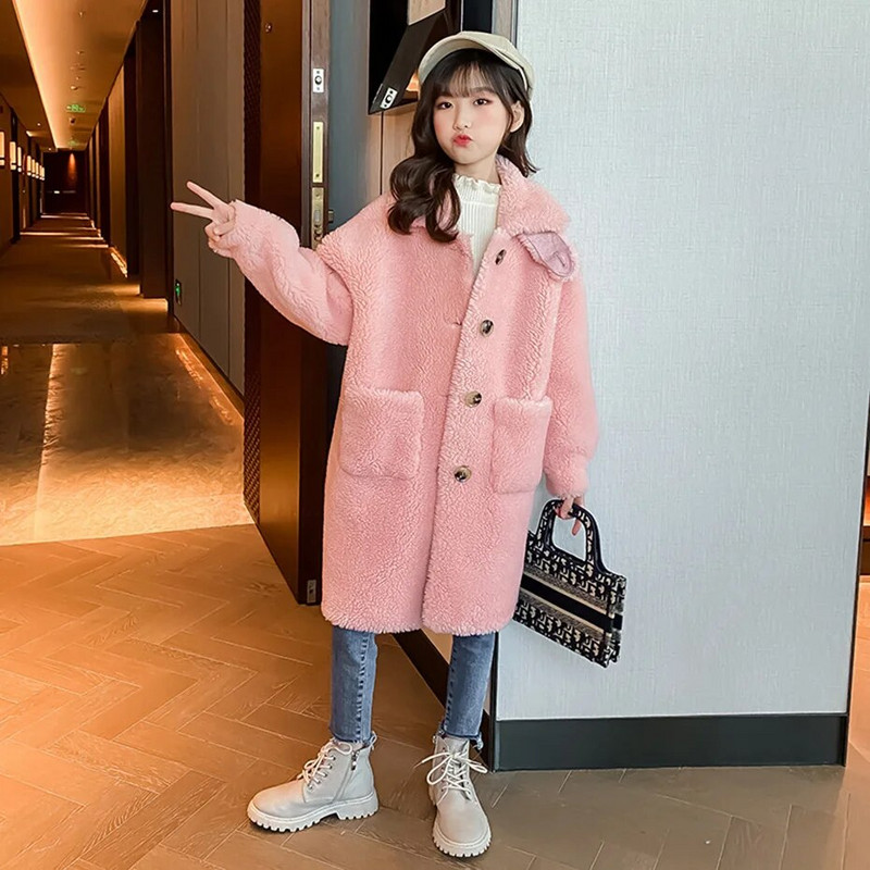 Tüdrukute kasukas Paks soe tüdrukute mantel Puuvillane polsterdatud jope Tüdrukutele Talv Sügis Lasteriided 6 8 10 12 14