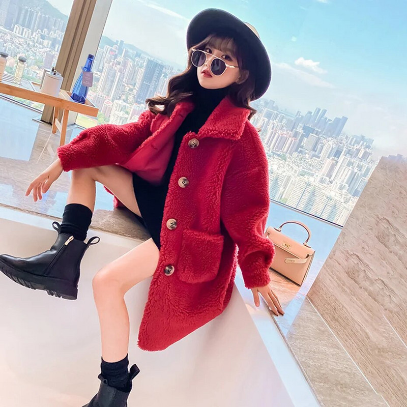 Tüdrukute kasukas Paks soe tüdrukute mantel Puuvillane polsterdatud jope Tüdrukutele Talv Sügis Lasteriided 6 8 10 12 14