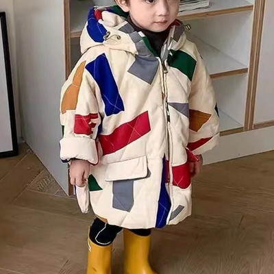 Nauja berniukiška žieminė pūkinė striukė, kūdikių storio vaikiški paltai vaikams, rudens žiema 2023-A041