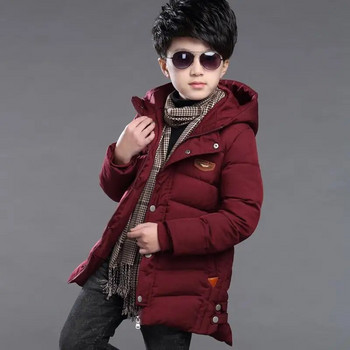 2023 New Boy Down Παλτό Χειμώνας Βρεφικά αγόρια Μόδα πάρκα με κουκούλα παχιά μακριά έκδοση Παιδικά κρατούν ζεστά Εξωτερικά ρούχα Παιδικά ρούχα