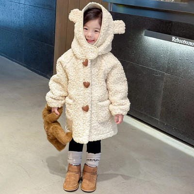 Παλτό για κορίτσια το χειμώνα νέα παιδιά συν βελούδινο δέρμα αρνιού Κοριτσίστικα χειμερινά παλτό Μακριά ρούχα για κορίτσια από 2 έως 7 ετών