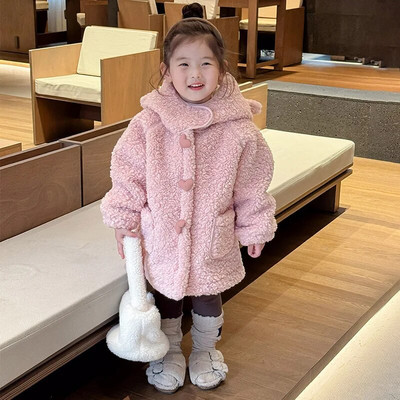 Παλτό για κορίτσια το χειμώνα νέα παιδιά συν βελούδινο δέρμα αρνιού Κοριτσίστικα χειμερινά παλτό Μακριά ρούχα για κορίτσια από 2 έως 7 ετών
