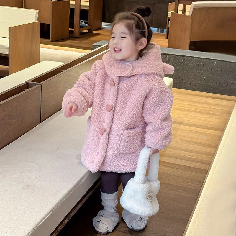Παλτό για κορίτσια το χειμώνα νέα παιδιά συν βελούδινο δέρμα αρνιού Κοριτσίστικα χειμερινά παλτό Μακριά ρούχα για κορίτσια από 2 έως 7 ετών