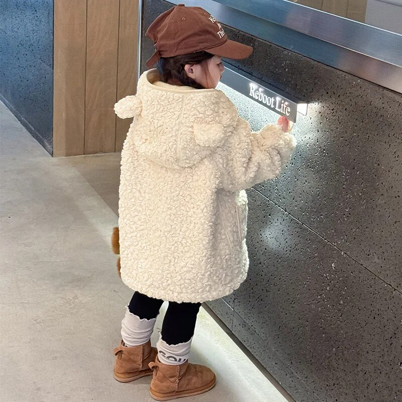 Παλτό για κορίτσια το χειμώνα νέα παιδιά συν βελούδινο δέρμα αρνιού Κοριτσίστικα χειμερινά παλτό Μακριά ρούχα για κορίτσια από 2 έως 7 ετών