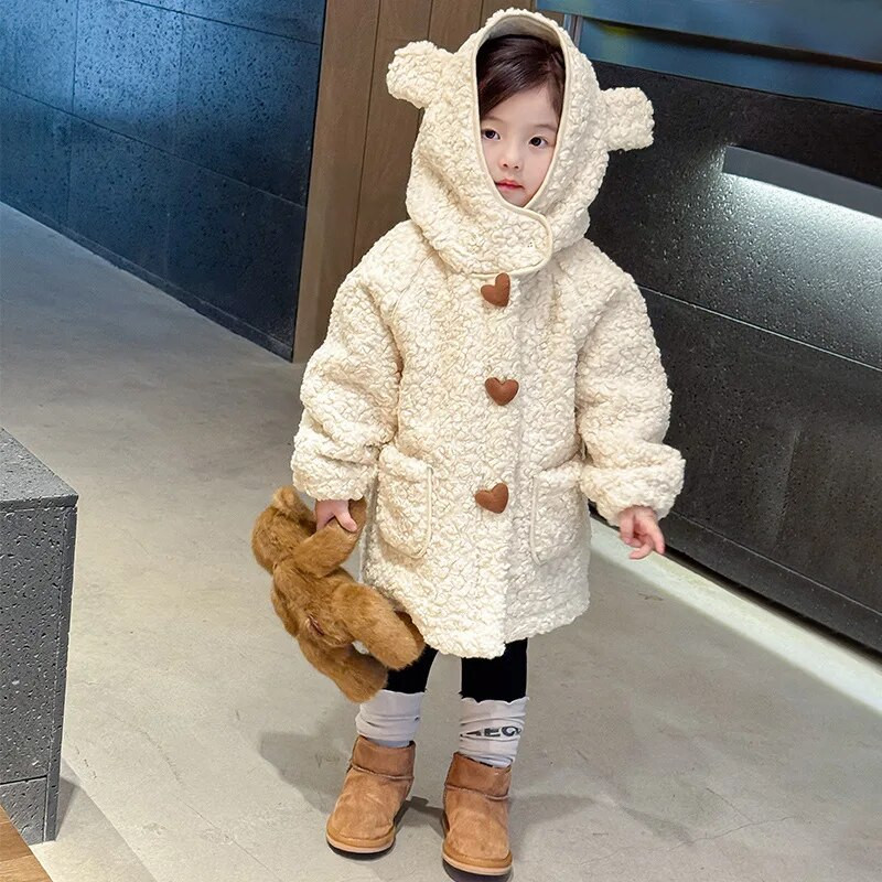 Παλτό για κορίτσια το χειμώνα νέα παιδιά συν βελούδινο δέρμα αρνιού Κοριτσίστικα χειμερινά παλτό Μακριά ρούχα για κορίτσια από 2 έως 7 ετών