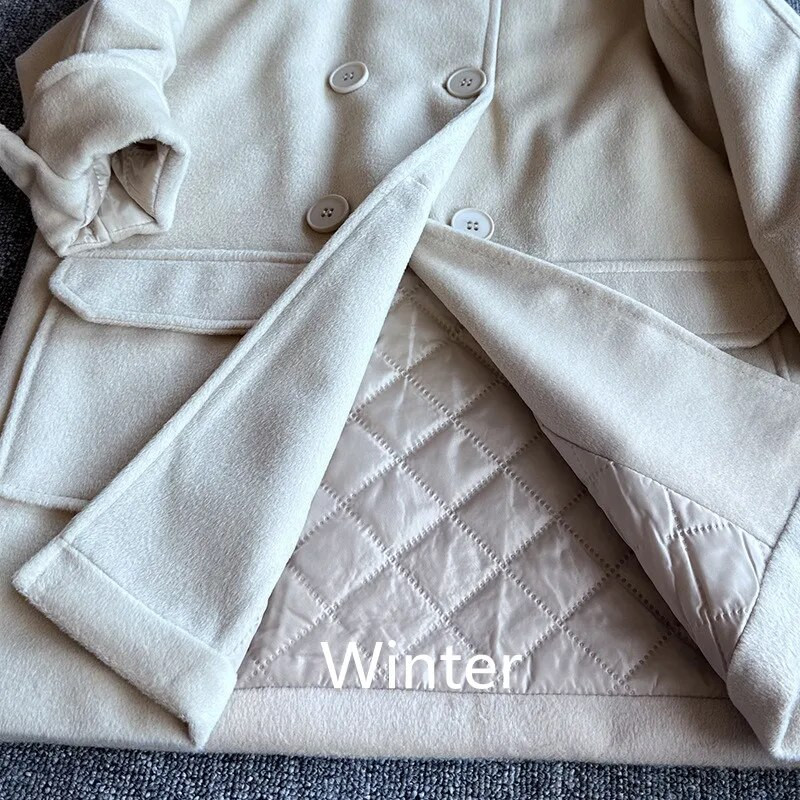 Korea tüdrukute villane mantel Super armas vabaaja tuulejope 2023 sügis/talv uus lahtine beež mantel