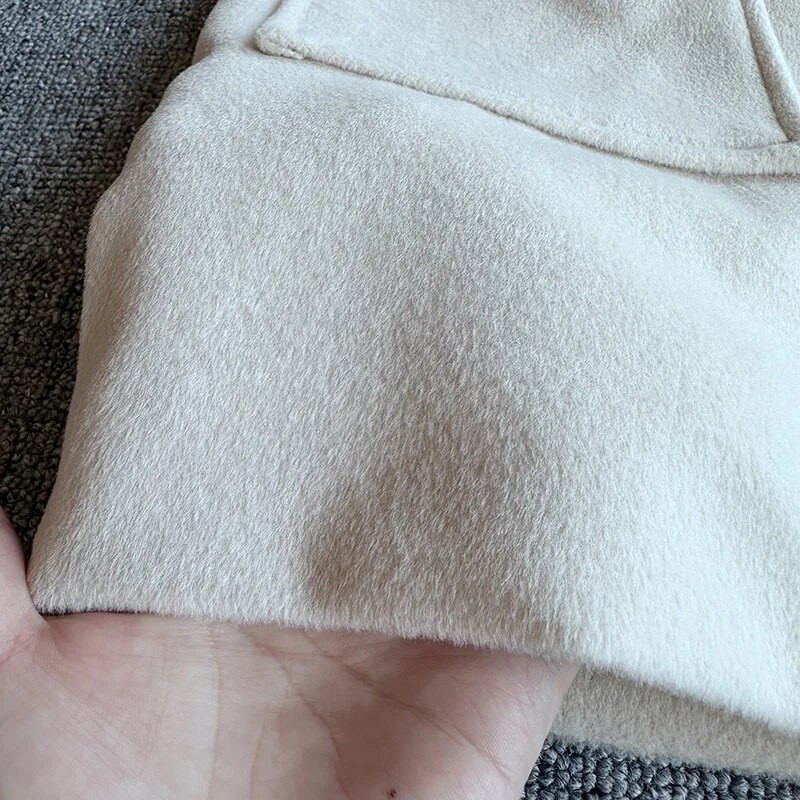 Korea tüdrukute villane mantel Super armas vabaaja tuulejope 2023 sügis/talv uus lahtine beež mantel