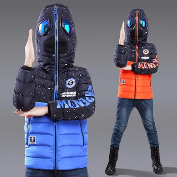 2022 Baby Boys παλτό Εφηβικό χοντρό ζεστό χειμωνιάτικο μπουφάν για αγόρια Μακριά εξωτερικά ενδύματα με κουκούλα για αγόρια, παιδικά παλτό κινουμένων σχεδίων 4-14 ετών