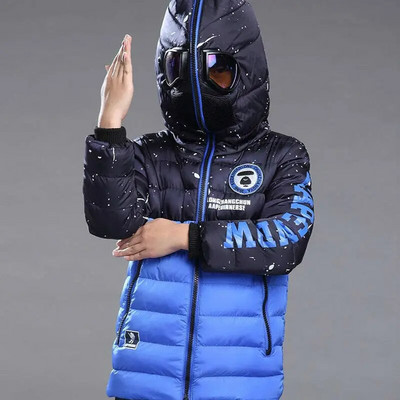 2022 m. berniukų paltas paauglių storas šiltas žieminis berniukų striukė Ilgas stilius su gobtuvu viršutiniai drabužiai berniukams, vaikams animacinis paltas 4–14 m.