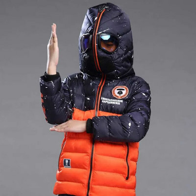 2022 m. berniukų paltas paauglių storas šiltas žieminis berniukų striukė Ilgas stilius su gobtuvu viršutiniai drabužiai berniukams, vaikams animacinis paltas 4–14 m.