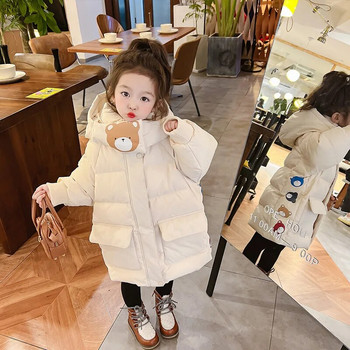 Зимни топли дрехи за момичета Модно дълго палто 2-8 години Бебешки деца Водоустойчиво удебелено памучно яке TZ986