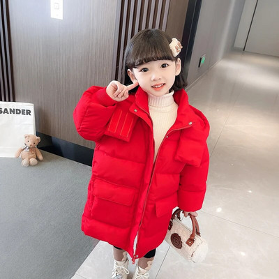 Χειμωνιάτικα ζεστά ρούχα για κορίτσια Μόδα μακρύ παλτό 2-8 ετών Baby Kids αδιάβροχο παχύρρευστο βαμβακερό μπουφάν TZ986
