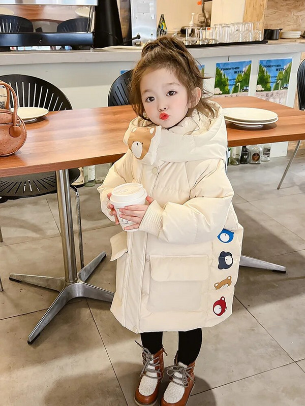 Χειμωνιάτικα ζεστά ρούχα για κορίτσια Μόδα μακρύ παλτό 2-8 ετών Baby Kids αδιάβροχο παχύρρευστο βαμβακερό μπουφάν TZ986